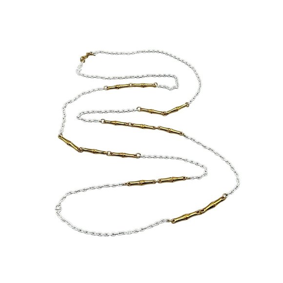Vintage Signed TRIFARI Gold Tone and White Enamel Super Long Chain Necklace - Picture 1 of 10